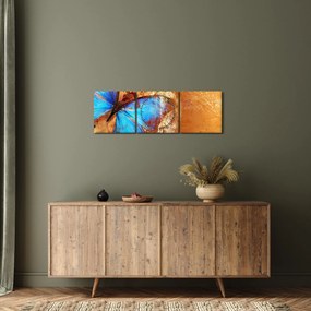 Obraz - Modrý motýľ (s hodinami) (90x30 cm)