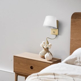 Nástenné svietidlo v bielo-bronzovej farbe – SULION