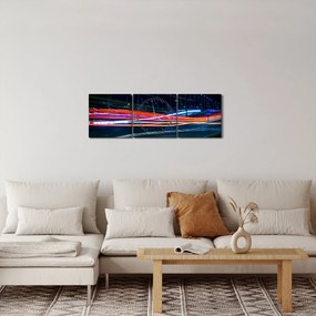 Obraz nočného mesta (s hodinami) (90x30 cm)