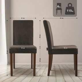 Sada 2 ks jedálenských stoličiek Ina látka cord, antik tmavá - hnedá