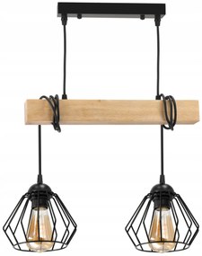 BERGE LED závesné stropné svietidlo, drevený trám, 2xE27, luster Loft Brylant