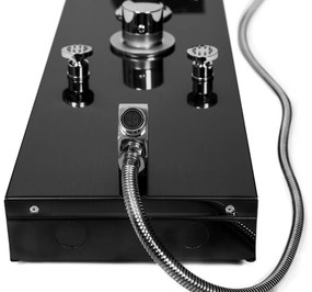 Sprchový panel CASCADA 5v1 - s termostatom a výtokom do vane - čierny matný