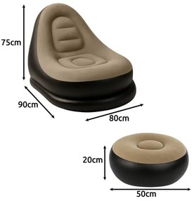 Nafukovacie relaxačné kreslo s podnožkou