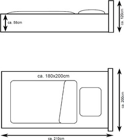 Posteľ Lusaka 180x200 cm, hnedá látka
