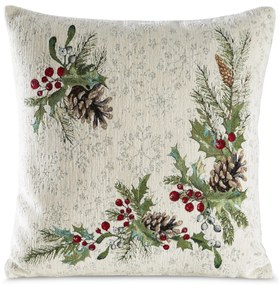 VIANOČNÁ GOBELÍNOVÁ DEKORAČNÁ OBLIEČKA NA VANKÚŠ PINE 45X45 CM VZOROVANÁ