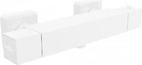 Mexen Cube, termostatická sprchová batéria so spodným 1/2" pripojením sprchy, biela, 77200-20
