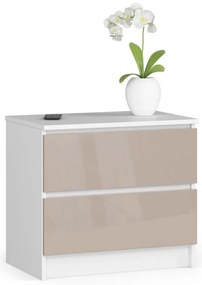 Nočný stolík K60 2SZ CLP cappuccino, lesk