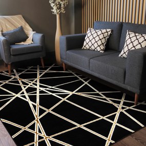 Dywany Łuszczów, Kusový koberec Allure 1964 black/gold, 200x290, čierna, kancelária