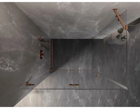 Mexen Lunar-F, 1-krídlový sprchový kút so skladacími dverami, ľavý, 100 x 70 cm, 8mm číre sklo, medený profil, 836-100-070-65-00-L