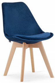 AKCIA Modrá stolička DAREN NORI VELVET s bukovými nohami II. akosť