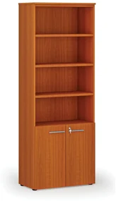 Kombinovaná kancelárska skriňa PRIMO WOOD, dvere na 2 poschodia, 2128 x 800 x 420 mm, čerešňa