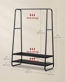 Stojan na oblečení Vasagle COUPE 100 cm ebenově černý