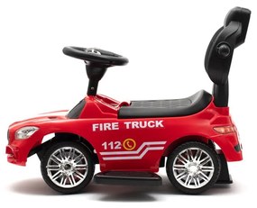 Detské odrážadlo so zvukom a vodiacou tyčou Baby Mix POŽIARNICI červené