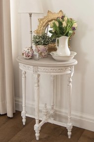 Biely antik odkladací stolík s patinou Vioné - 65*45*75 cm