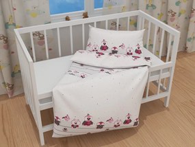 Biante Detské bavlnené posteľné obliečky do postieľky Sandra SA-596 Ružové sovy na sivo-bielom Do postieľky 90x130 a 40x60 cm