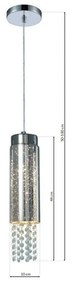 Závesné svietidlo Moonlight, 1x kryštáliky/akrylové tienidlo, ch
