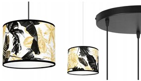 Závesné svietidlo Gold Flowers, 3x biele textilné tienidlo s kvetinovým vzorom, (výber z 2 farieb konštrukcie), o