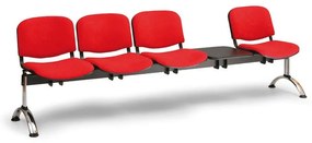 Čalúnená lavica VIVA, 4-sedadlo + stolík - chrómované nohy, modrá
