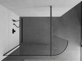 Mexen Kioto, sprchová zástena Walk-In 140 x 200 cm, 8mm číre sklo, grafitový profil, 800-140-101-95-06