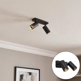 Moderné stropné svietidlo čierne 2-svetlové GU10 70mm - Jeana Luxe