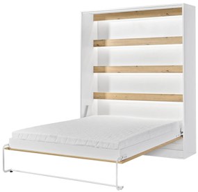 Sklápacia posteľ 160 Perfecto I (biela + dub + biela) (vertikálna) (bez osvetlenia). Akcia -20%. Vlastná spoľahlivá doprava až k Vám domov. 1128895