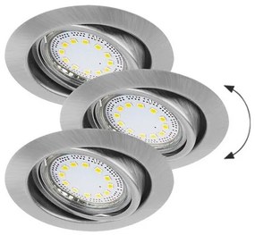Rabalux LED zápustné bodové svietidlo Lite 3x3W | 240lm | 3000K - set 3 ks, saténový chróm, 1166