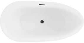 Mexen Eos, voľne stojaca vaňa 170 x 75 cm, biela-čierna, čierny matný prepad, 52471707575-70