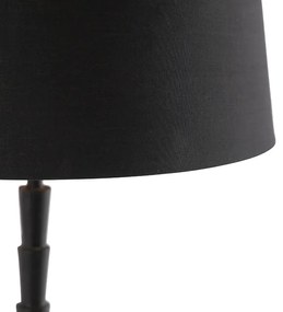 Stolová lampa v štýle art deco čierna s čiernym bavlneným tienidlom 35 cm - Pisos