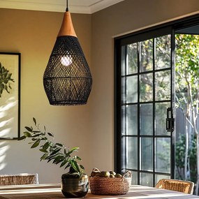 Ratanové závesné svietidlo LF03-L čierne