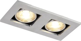 Oceľové zapustené bodové svetlo obdĺžnikové 2-svetlo - Qure
