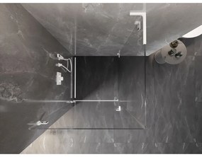Mexen Lunar-B L, sklápací sprchový kút ľavý 70 x 70 cm, 8mm číre sklo, biely profil, 832L-070-070-20-00-L