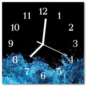 Sklenené hodiny štvorcové Voda 30x30 cm