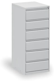 Kovová kartotéka/lístkovnica A5, 6 zásuviek, sivá