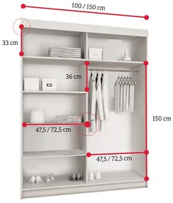 Posuvná skriňa TALIA 21 - biela / nie / 250