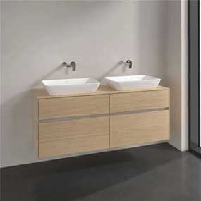 VILLEROY &amp; BOCH Collaro závesná skrinka pod dve umývadlá na dosku, 4 zásuvky, 1400 x 500 x 548 mm, Nordic Oak, C11900VJ