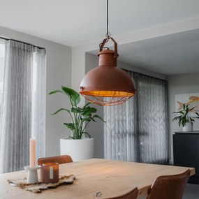 Priemyselné závesné svietidlo hrdzavohnedé so zlatým vnútrom - Engine
