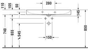 Duravit DuraSquare - Umývadlo do nábytku 1000x470 mm, bez prepadu, biela 2353100041