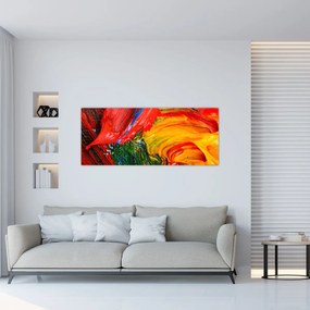 Obraz - Modrenie abstrakcie štetcom (120x50 cm)