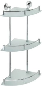 Sapho Sapho, X-ROUND E polička sklo roh trojitá s hrazdou, 270x660x355mm, chróm, XR606