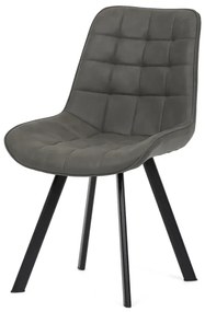 Židle jídelní, šedá látka v dekoru broušené kůže, černý kov