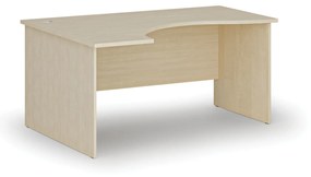 Ergonomický kancelársky pracovný stôl PRIMO WOOD, 1600 x 1200 mm, ľavý, breza