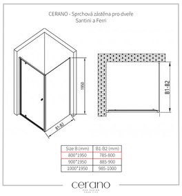 CERANO Cerano, sprchová zástena pre dvere Santini a Ferri 80x195 cm, 6mm číre sklo, chrómový profil, CER-CER-425641