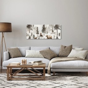 Obraz - Les s medveďmi (120x50 cm)