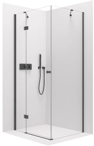 Cerano Marino, sprchovací kút 90(dvere) x 70(stena) x 190 cm, 6mm číre sklo, čierny profil, CER-CER-422844