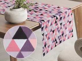 Biante Bavlnený behúň na stôl Sandra SA-330 Ružovo-fialovo-čierne trojuholníčky 20x120 cm