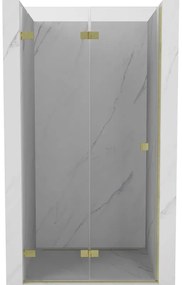 Mexen, Mexen Lunar-F skladacie ľavé sprchové dvere 90 cm, transparentné, brúsené zlaté - 836-090-000-55-00-L