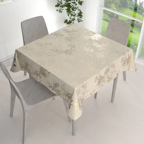 Biante Veľký zamatový štvorcový obrus Isabela Flower IBL-023 Zlaté kvety na krémovom 250x250 cm