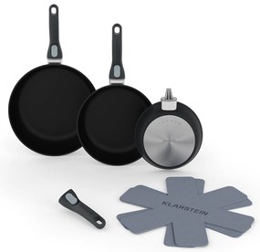 Klarstein Noto Endurance, set panvíc, kovaný hliník, 3 veľkosti, 2 plstené chrániče