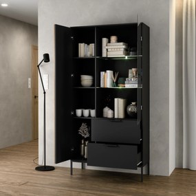 Vitrína Meorati s LED osvětlením 100 cm černá/dub Artisan
