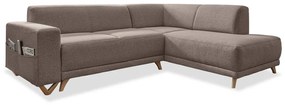 Hnedá rozkladacia/s úložným priestorom rohová pohovka (pravý roh/do L) Classy Sophie – Miuform